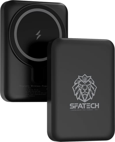 SFATECH Powerbank 10.000mAh – SFT001 – 20W Snellader – Draadloos –Geschikt voor MagSafe – Compact Design– Zwart – Inclusief Beschermzakje