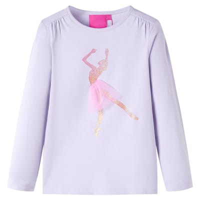 vidaXL - Kindershirt - met - lange - mouwen - 92 - lichtlila