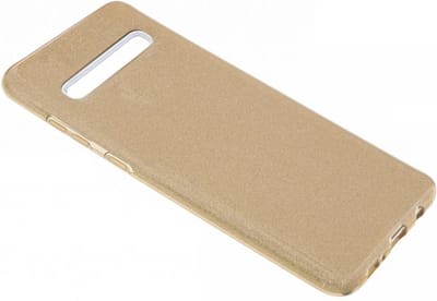 Ntech Hoesje Geschikt Voor Samsung Galaxy S10+ Plus Goud Glitter TPU Back Cover Hoesje