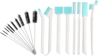 Reinigingsborstel Set - Fles Borstels - Multifunctioneel Reinigen - 18 Delige Set - 10x8x8 cm - Zwart Groen