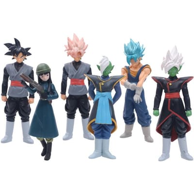 6 Stuks/Partij 13cm Cartoon Anime Dragon Ball Poppenmodel Blauw Roze Zwart Goku Vegeta Zamasu Super Saiyan Figuur Decoratie Poppen Speelgoed gray
