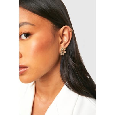 boohoo Dames Florale delicate oorbellen | Gold