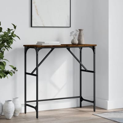 vidaXL - Wandtafel - 75x32x75 - cm - bewerkt - hout - gerookt - eikenkleurig