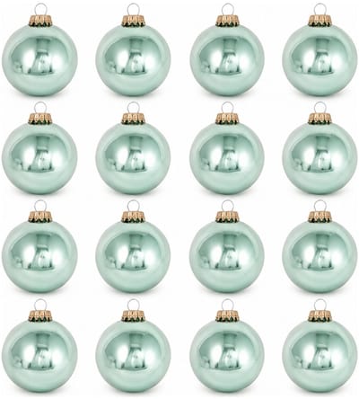 Krebs Kerstballen - 16x st - mintgroen - 7 cm - glas - seafoam groen - kerstversiering