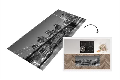Keukenloper - Loper keuken - New York - Brooklyn bridge - Zwart - Wit - 120x50 cm - Keukenloper vinyl