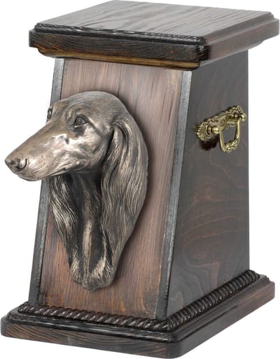 Elegante urn voor hondenas met beeld van Saluki, Perzische Greyhound en meer
