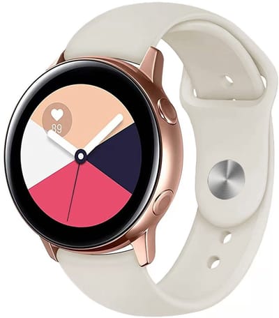 Stravo 20mm Quick Release Siliconen Horlogebandje – Klassiek Sport Bandje – Geschikt voor Samsung Galaxy Watch 7 / 6 / 5 / 4, Garmin Vivoactive 6 / 5 / 3 en Garmin Forerunner 70 / 170 / 55 / 165 / 245 – Starlight