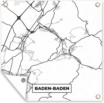Tuin poster Baden-Baden - Stadskaart - Plattegrond - Kaart - 200x200 cm - Tuindoek