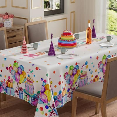 Verjaardagstaart Cadeaus Patroon Rechthoekige Tafelkleed voor Tafeldecoratie Wasbare Tafelhoezen voor Eettafel Feestdecoraties 90x140cm