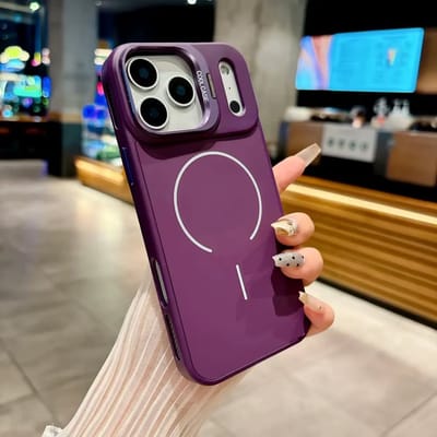 MagSafe Case met Lensbescherming & Standaardfunctie Paars - Hoesje Geschikt voor: iPhone 17 Pro