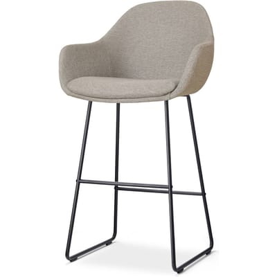 Nolon Nino-Mae Barkruk Warm Grijs - Zwart Onderstel - 75 cm - Hoge Kruk - Barkruk met Rugleuning - Design - Scandinavisch - Comfortabel