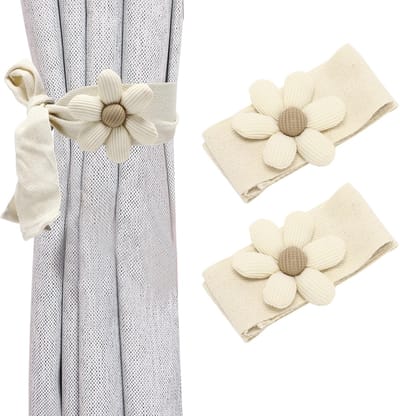 Dailygoods- Embrasses Bloemvorm - 2 Stuks - Gordijnhouders - Katoen - Duurzaam - Eenvoudig te Bevestigen - Decoratief