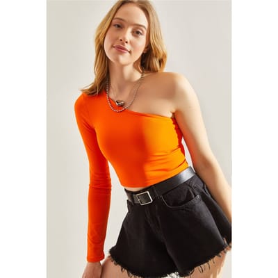 Asymmetrische Kraag Crop Blouse