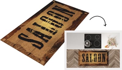 Keukenloper - Loper keuken - een houten bar bord 'Saloon' - 120x60 cm - Keukenloper vinyl