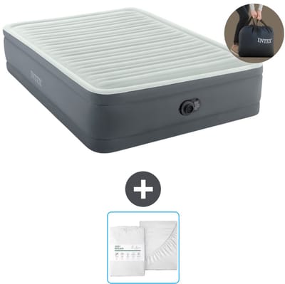 Intex Luchtbed - 2-Persoons - 152 x 203 x 46 cm - Grijs - Inclusief pomp en Hoeslaken