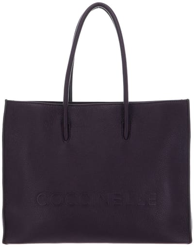 COCCINELLE Leren handtas Myrtha Maxi Log Handbag Grained Leather Prune donkerpaars