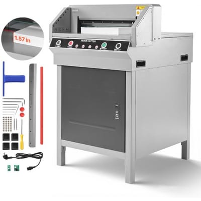 VEVOR elektrische papiersnijder, krachtige papiersnijder, 45 cm snijbreedte, 4 cm snijdikte, grote elektrische guillotine met infraroodfunctie en vervangend mes, 500 W