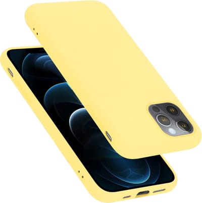 Cadorabo Hoesje geschikt voor Apple iPhone 12 / 12 PRO in LIQUID GEEL - Beschermhoes gemaakt van flexibel TPU silicone Case Cover