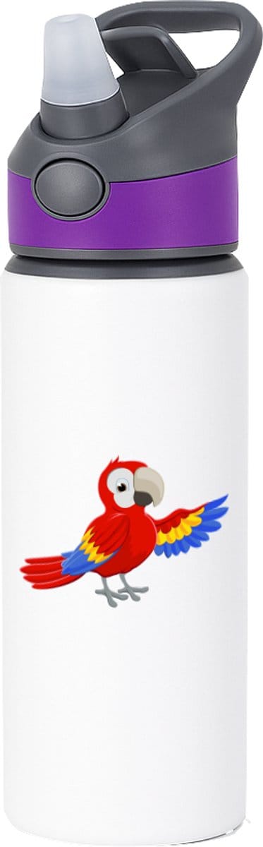 Hacebo® - Papegaaien waterfles met rietje paars - Papegaai - Dieren liefhebbers - Vogels - jungle - water fles - 650ML