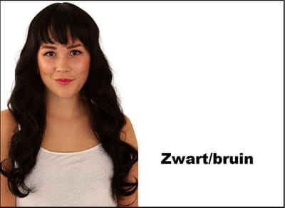 Luxe pruik Indy zwart/bruin - wasbaar en verstelbare kap - Festival thema feest party verjaardag feest evenement
