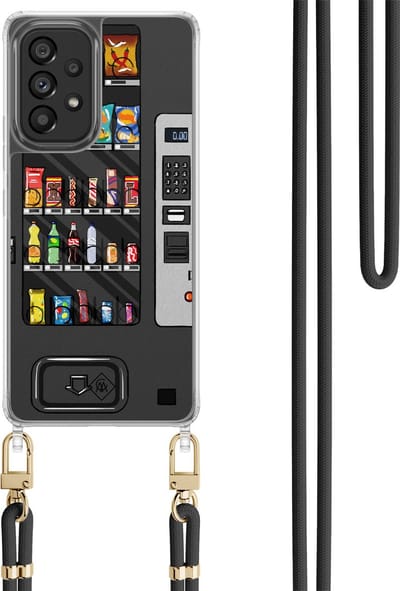 Casimoda® hoesje met koord - Geschikt voor Samsung A53 - Snoepautomaat - Afneembaar koord - TPU/polycarbonaat - Zwart