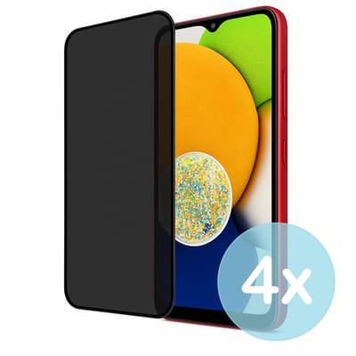 Privacy Screenprotector Geschikt voor Samsung Galaxy A03 – Anti-Gluren – Krasbestendig Gehard Glas 9H – Volledige Dekking – 4-Pack – FuturiQ