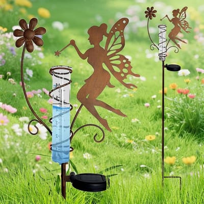 Regenmeter Tuin - Neerslagmeter Glas - Tuin Besproeien - Ooghoogte Afleesbaar - 106 cm Hoog - Metaal