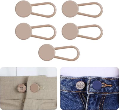Consumerce® Knoopsgat Verlenger - 5 Stuks - Beige - Broekverbreder - Knoop Verbreder - Broek Knoopsgatverlenger - Broekverlenger - Jeans Knopen - Broeken Elastiek