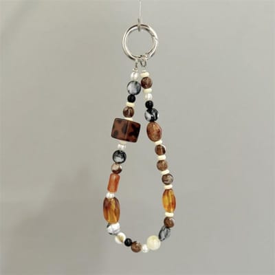 Bracelet Perles Caramel Maillard Lanière Porte-Clé Téléphone Pour iPhone 16 Samsung Appareil Photo Universel -Dragonne Perdue marron