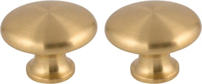 2X Kastknoppen licht Goud RVS - Diameter 27mm - Knoppen voor keukenkast - deurknopjes - Meubelknoppen / Kastknoppen Goud