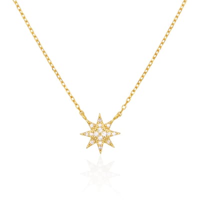 Schitterende 18 K Gold Plated Zilveren Halsketting Zirkonia Ster