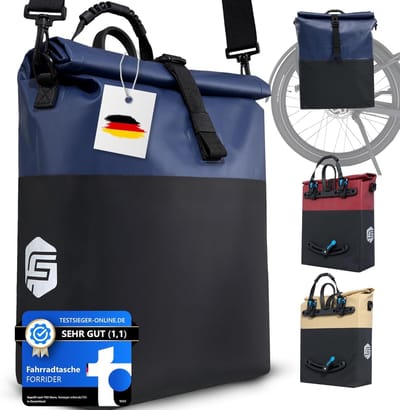 Fietstas waterdicht - Bagagedrager tas - Boodschappen doen - Quicksafe bevestiging - 22 liter - Blauw