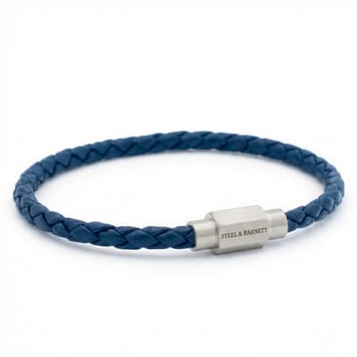 STEEL & BARNETT - Leren Armband Heren - Luke Landon - Blauw - Maat S