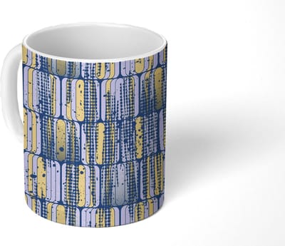 Mok - Koffiemok - Sixties - Patronen - Geel - Rock - Mokken - 350 ML - Beker - Koffiemokken - Theemok