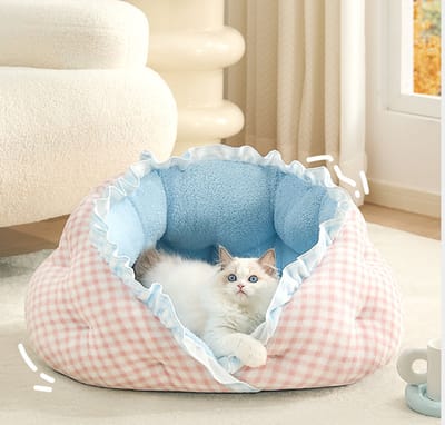 Daity Dit stijlvolle en schattige dierenbed biedt een warm toevluchtsoord voor uw huisdier. Geschikt voor huisdieren tot 12,5 kg, maat L (70×60 cm, roze).
