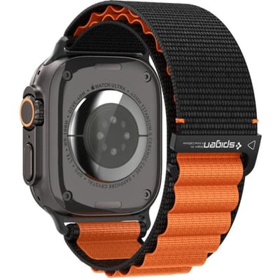 Bracelet Spigen WBF1 pour Apple Watch 6/7/8/9/10/11/SE/SE 3/Ultra 1/Ultra 2 44/45/46/49mm Noir-Orange