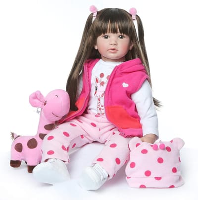 Realistische Peuter Pop 60 cm Zachte Siliconen Vinyl met Lang Haar
