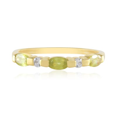 Cavill - Sfeen en Zirkonia Ring - 925 Sterling Zilver Verguld - 0,616 ct Ovaal Madagaskar - Elegante Damesring Briljant