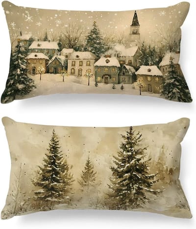 2 x Kerst Kussenhoezen 40 x 81 cm Decoratieve Winter Kussens voor Woonkamer en Slaapkamer, Perfecte Kerstdecoratie voor Bank en Bed