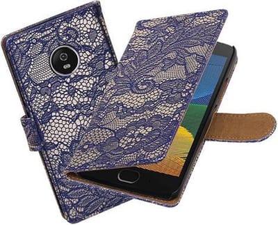 BestCases.nl Motorola Moto G5 Lace booktype hoesje Blauw