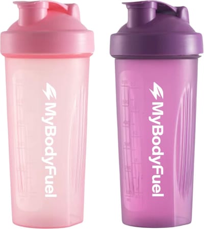 MyBodyFuel - Shakebeker - 700 ml - met mixfilter - Roze en Paars - Set van 2 - Proteïne Shaker - BPA-vrij