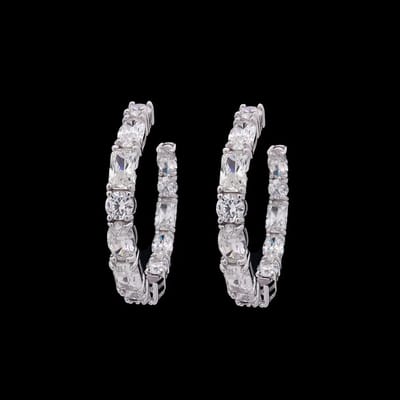 Victoria Valenza 925 Sterling Zilveren Oorbellen met Zirkonia Stenen - Oorringen - 925 sterling zilver - Zilverkleurig - Zirkonia
