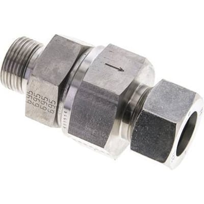 22L (M30x2) & G3/4'' Regeling-Uit RVS Terugslagklep Snijring Buitendraad 1-160 bar ISO 8434-1