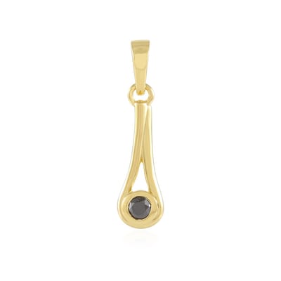 Cavill - Zilveren Hanger met Zwarte Afrikaanse Diamant 0,11 ct - Ronde Briljant 3 mm - 925 Sterling Zilver Verguld - Elegante Druppelvorm