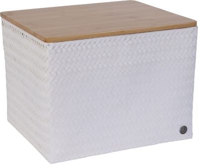 Handed By - Opbergmand met deksel - Mand - Speelgoedmand - Woonkamer - Kinderkamer - Babykamer - Top Fit Large 30 - wit - white