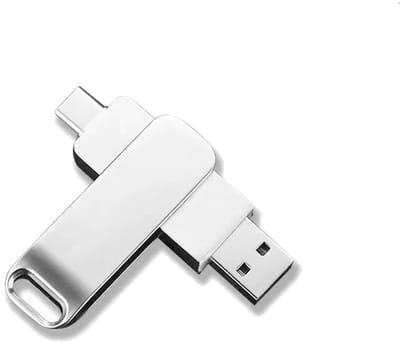Gloovon® USB-stick Flash Drive - 2-in-1 Type-C & USB 3.0 - Opslag voor smartphone en laptop - Roterend metaal - 64GB Zilver
