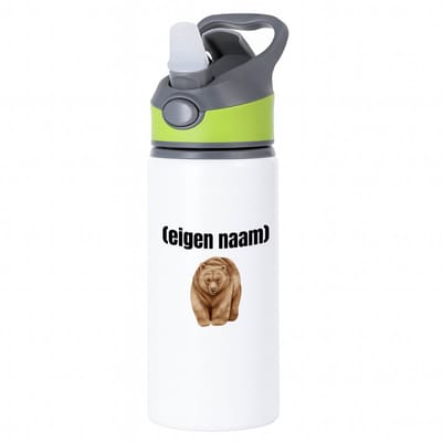 Hacebo® - grote beer met eigen naam waterfles met rietje groen - Beer - beren liefhebbers - iemand die houdt van beren - verjaardag - cadeau - kado - water fles - 650ML