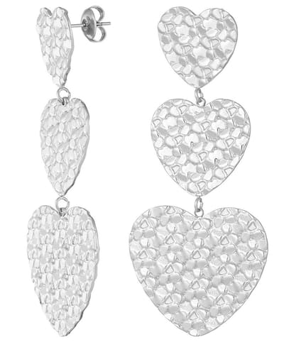 Joy Ibiza - hartjes oorbellen - 3 hartjes - vlinder sluiting - ear party boho - bohemian style - stainless steel