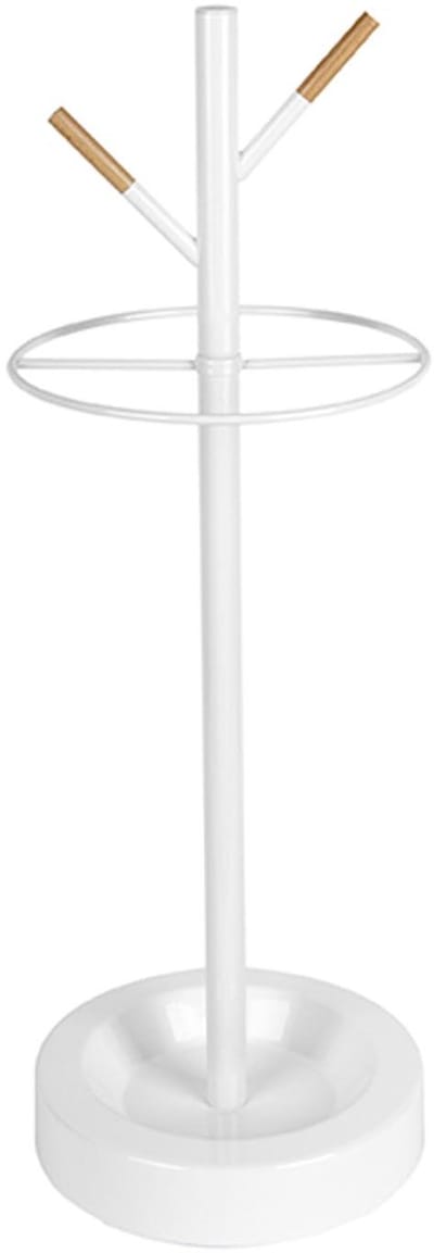 Leitmotiv Parapluhouder Fushion - Wit met rubber, hout - 74x25,5cm - Scandinavisch - Parapluhouder