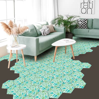 Antislip vloerstickers met beschermlaag - TERRAZZO HEXAGONS SAN GIORGIO - 40x90cm - 10 zeshoekige stickers 20x18cm